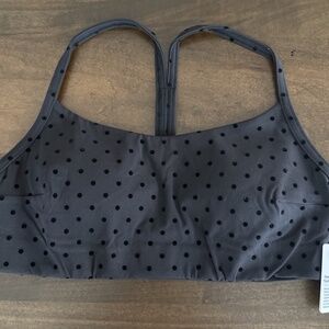 LULULEMON Flow Y Bra C/D Cup Evolve Flocked Polka Dot Flock Black Sz S